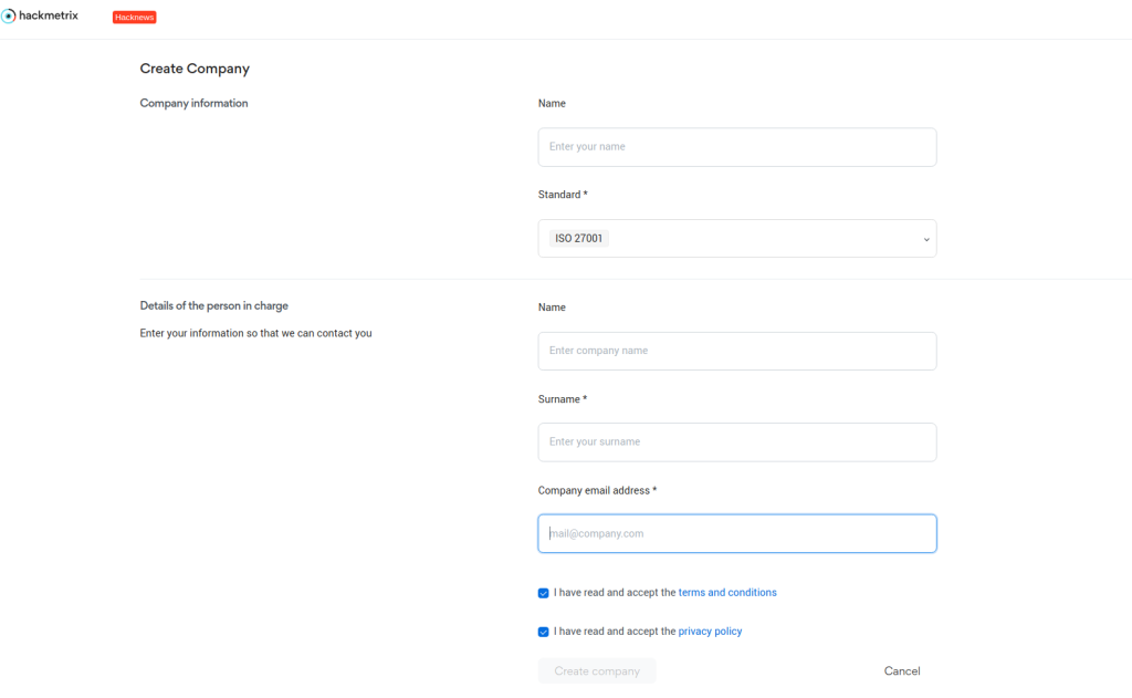 Formulario de Onboarding de Hackmetrix para clientes desde AWS